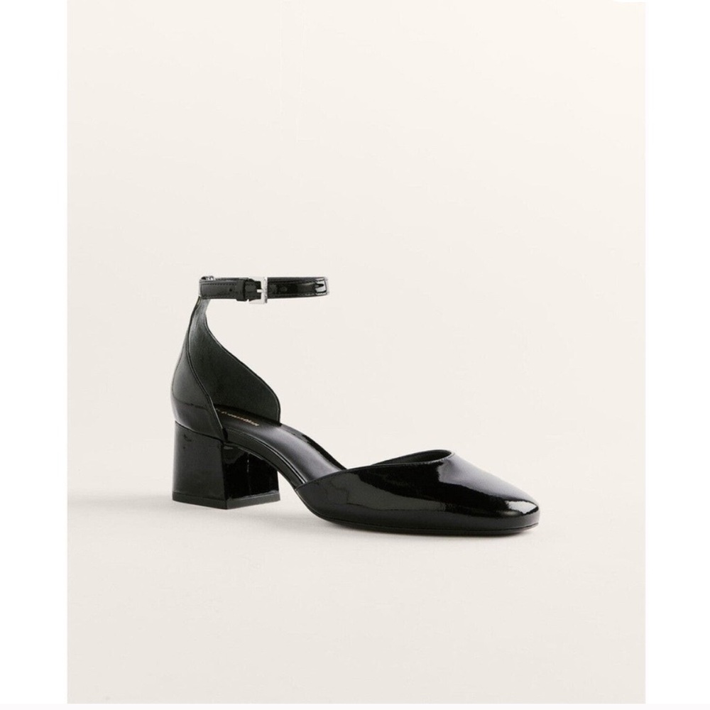 Reformation ‘Mallori’ Closed Toe Black Patent Leather Heels sz 9